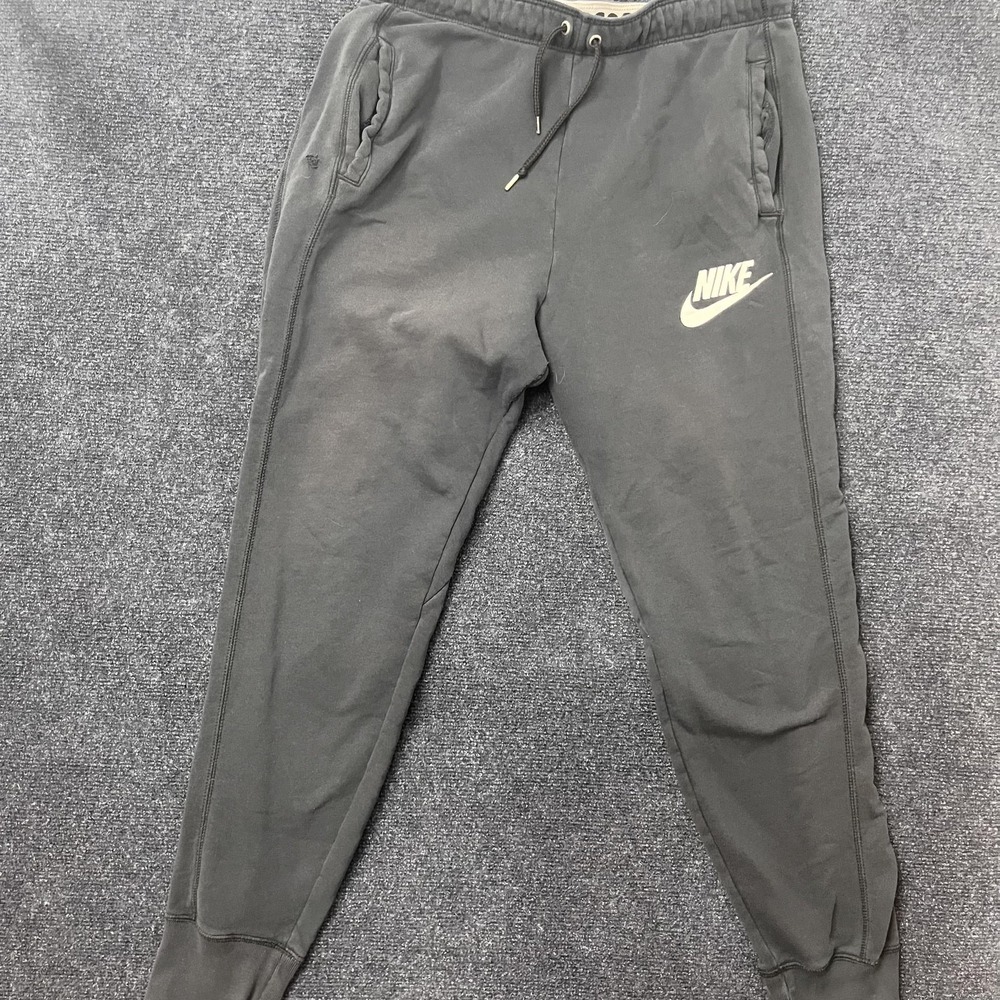 Nike Sweatpants Mens Medium Black Fleece Joggers Elastic Waist Pockets Swoosh